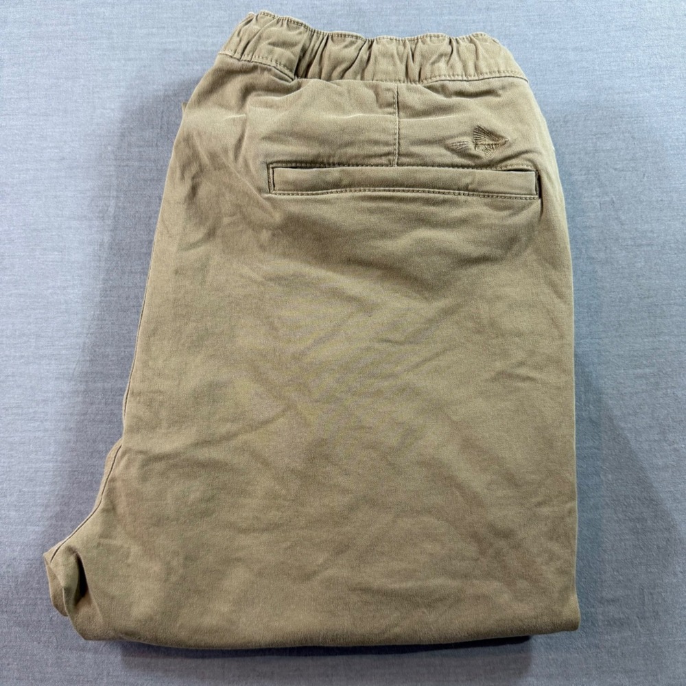 Orvis Chino Pants Mens 30L Khaki Excellent Elastic Waist Drawstring Straight Leg